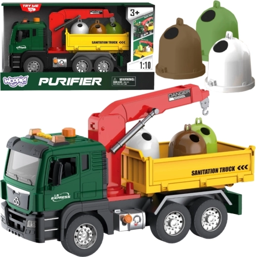 Woopie vuilniswagen met kraan en afvalscheiding