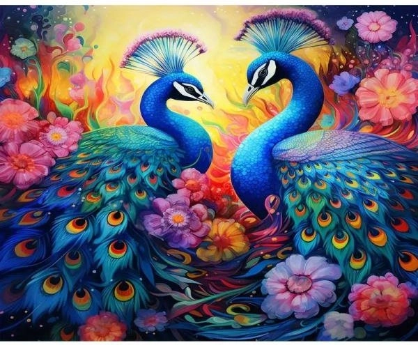 Diamantschilderen – Pauwenontmoeting 30 × 40 cm