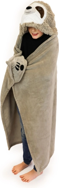Verwarmende kinderhoodiedeken luiaard Cozy Noxxiez