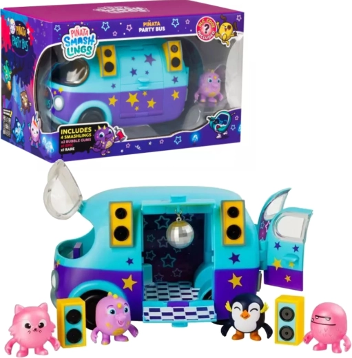 Piñata Smashlings-feestbus met 4 figuren