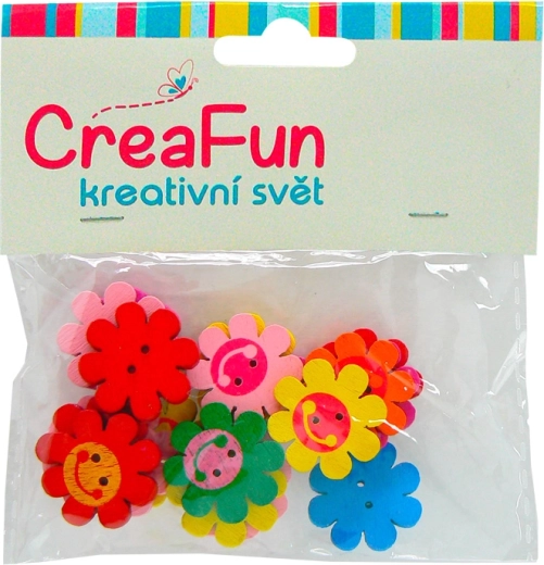 Houten knopen bloem – set van 20 stuks, diameter 2,1 cm