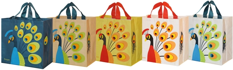 Boodschappentas Pauw 35 × 35 × 20 cm, gelamineerd polypropyleen, mix van kleuren