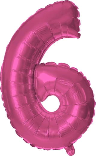 Folieballon cijfer 6 roze 30 cm TORO