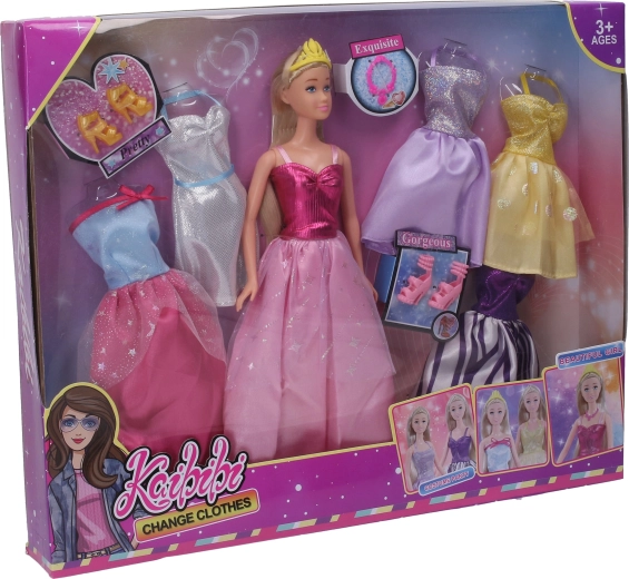 Prinsessenpop met set jurken 30 cm