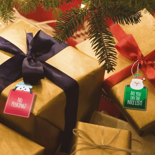 Kerstcadeaulabels van papier, 12 stuks