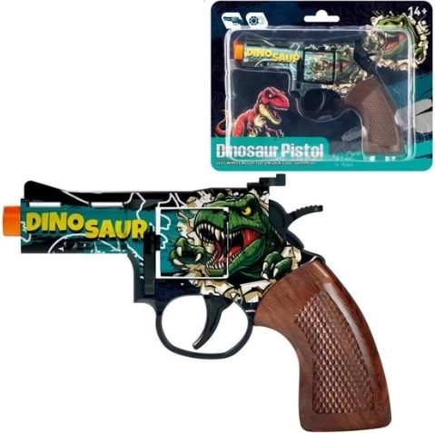 Metalen knalrevolver met dinosaurusmotief