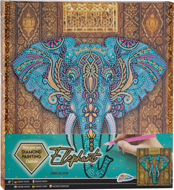 Diamond painting op frame olifant 30 × 30 cm