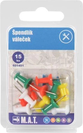 Gekleurde cilindervormige punaises voor prikborden, 15 stuks