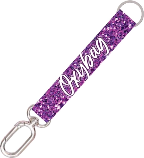 Korte sleutelhanger met karabijnhaak Purple Glitter