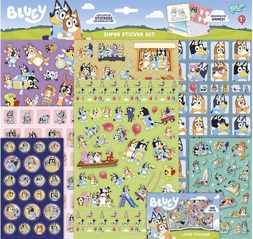 Bluey superstickers – set van 8 vellen