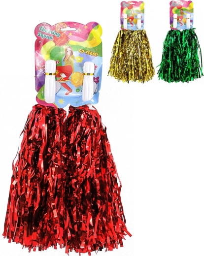 Cheerleaderpompons met franjes 30 cm (2 stuks) – verschillende kleuren