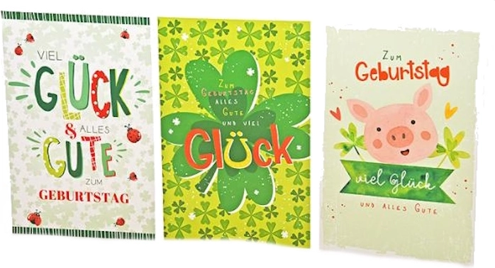 Verjaardagswens „geluk” – verpakking 100 stuks, 3 motieven