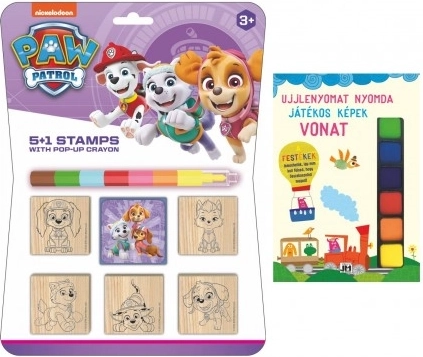 Houten stempels 5×5 cm met stempelkussen en waskrijt PAW PATROL