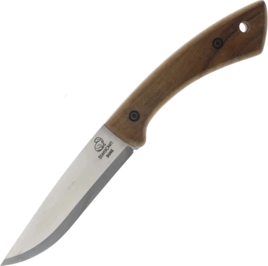 Beavercraft BSH1 Bushcraftmes Dune met walnotenhouten handgreep en leren schede