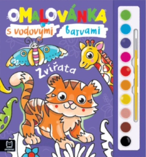 Kleurboek met dieren, waterverf en penseel