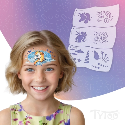 TyToo Mosaic sjablonen voor schminken met eenhoorn en ster – 3 stuks