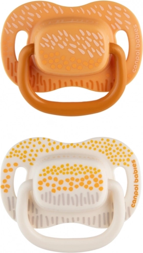 Set symmetrische siliconen fopspenen Mountains 6–18 m, 2 stuks – geel