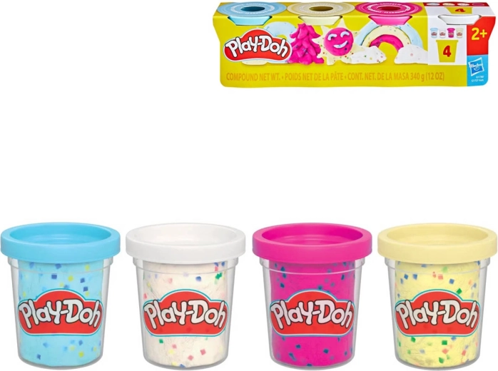 Play-Doh boetseerklei met confetti, 4 potjes - 4 stuks