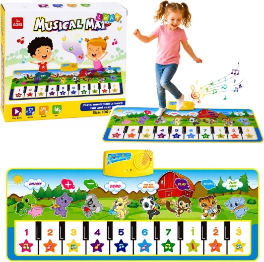 Educatieve muziek-pianomat met dieren 100 × 36 cm
