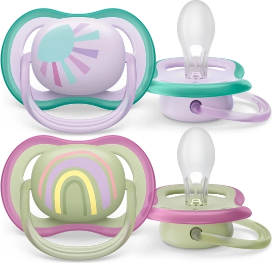 Philips AVENT Ultra Air fopspeen Regenboog voor meisjes van 0–6 maanden, 2 stuks