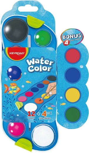 Aquarelverf Keyroad met palet, 12+4 kleuren