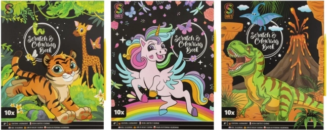 Kras- en kleurset voor kinderen – 10 vellen met plastic pen