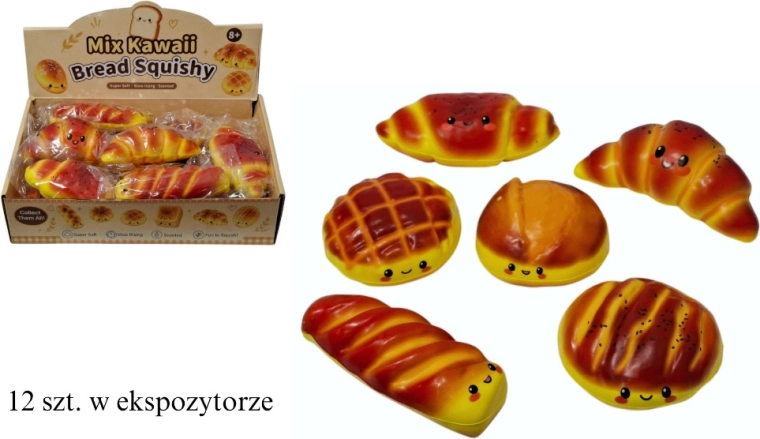 Kawaii antistress squishy knijpfiguur – broodje/broodmix - 1 stuk