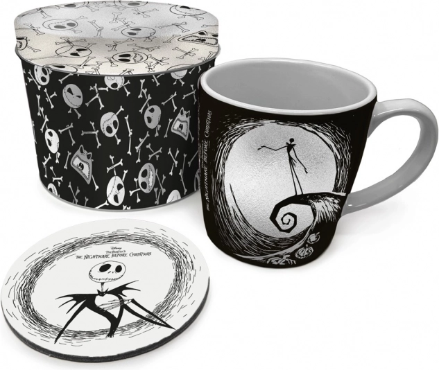 Cadeauset THE NIGHTMARE BEFORE CHRISTMAS – mok 315 ml, kurken onderzetter en blikken doos