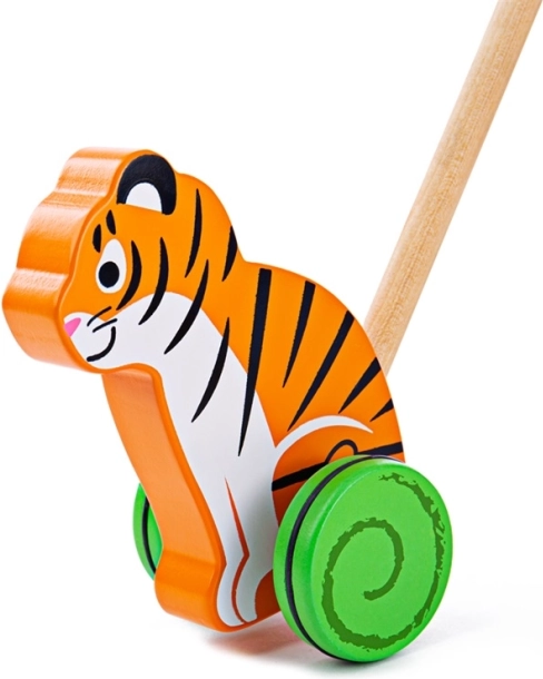 Houten duw- en trekdier tijger BIGJIGS BABY