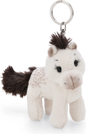 Nici sleutelhanger Pony Mony wit 10 cm – duurzame pluchen sleutelhanger