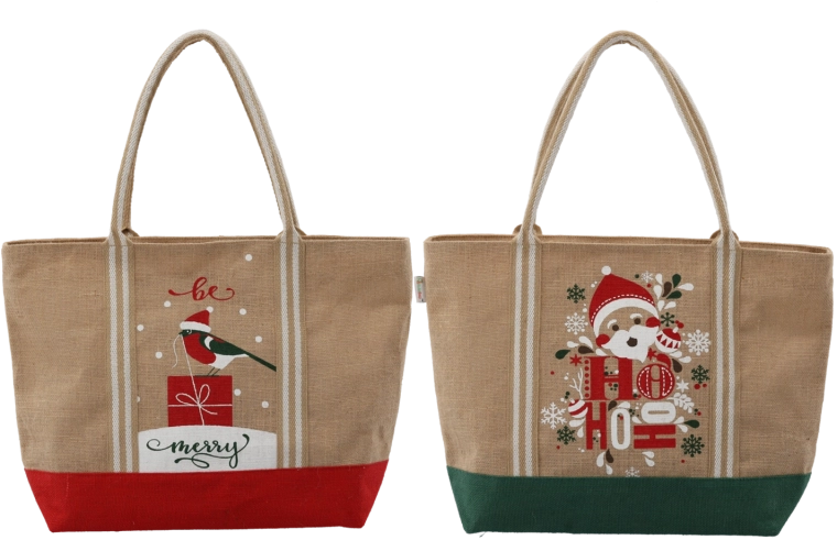 Jute kerstcadeautas met rits 35 × 52 × 15 cm, verpakking 10 stuks