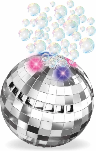 Bellenblaasmachine in de vorm van een discobal met lichteffecten