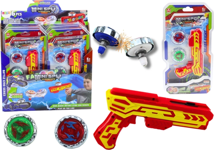 Lanceerpistool met 2 metalen gyroscopen met verlichting – rood