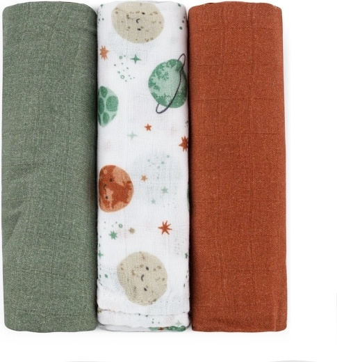 Petite&Mars bamboe mousselinen doeken moussy celestial planets 68 × 68 cm (3 stuks)
