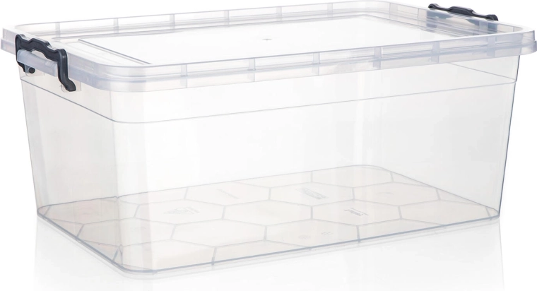 Opbergbox Gema 20 l met deksel en clips, transparant