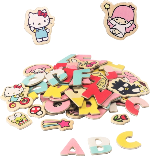 Hello Kitty magnetische letters en afbeeldingen – educatieve houten set voor kinderen (75 stuks)