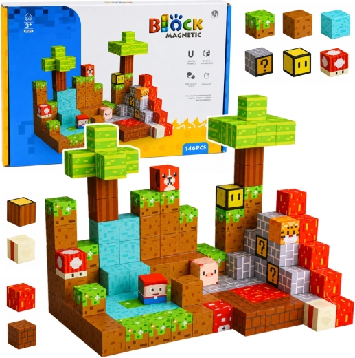 Magnetische bouwblokjes – pixelwereld, 146 onderdelen