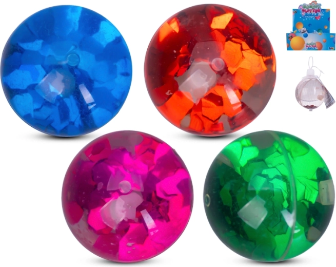 Glitterende stuiterbal 6 cm – set van 12 stuks