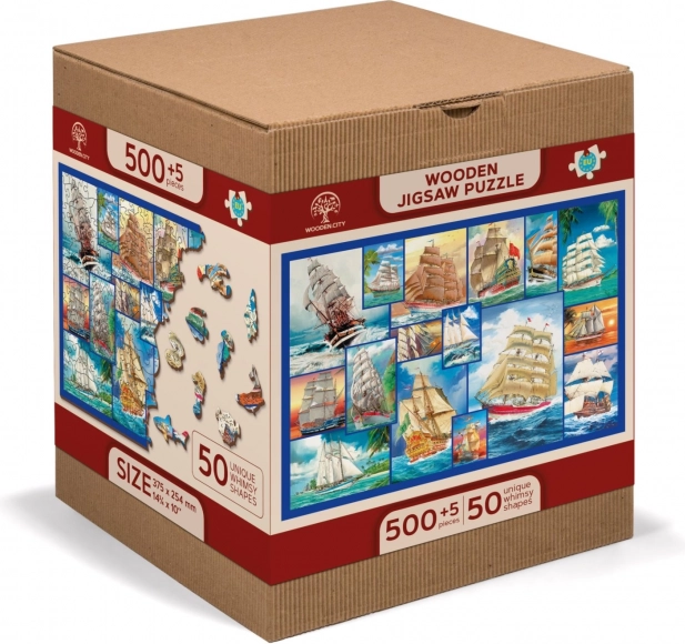 Houten Puzzel Zeilboten 2-in-1 505 Stukjes van Wooden City