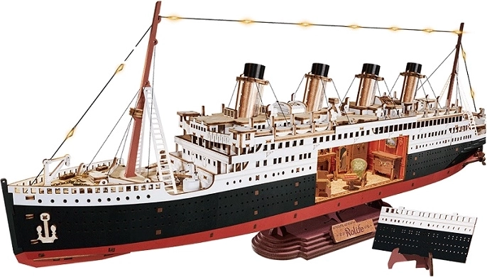 RoboTime 3D houten puzzel – eeuwige overtocht over de Atlantische Oceaan 1912 (model van een oceaanstomer met LED)