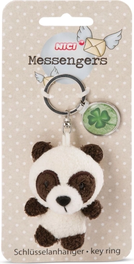 Sleutelhanger panda 7 cm met hangertje “symbool van het klavertjevier” - 1 stuk