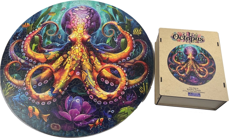 Houten puzzel octopus