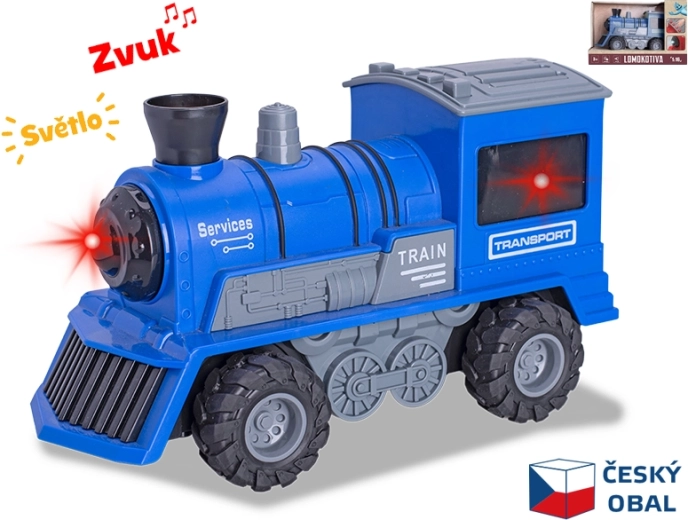 Blauwe locomotief met vliegwiel 1:16, 22,5 cm