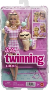 Barbie dubbele outfit met strik – pop met hondje