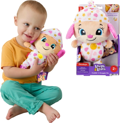 Fisher-Price Lachen en Leren! interactieve pluche puppy-zus – muzikale knuffel voor kalmering
