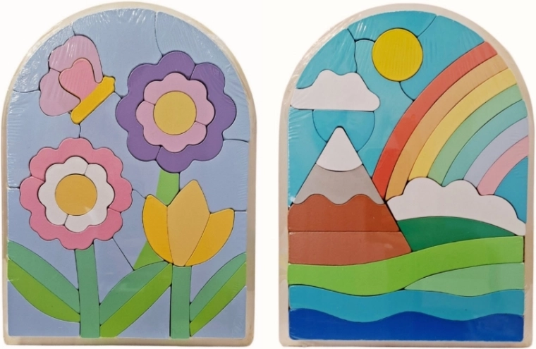 Houten puzzel met kleurrijke afbeelding - 1 stuk