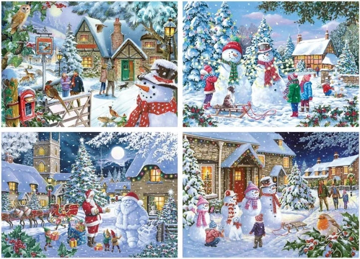 Puzzel Het sneeuwt 4 x 500 stukjes