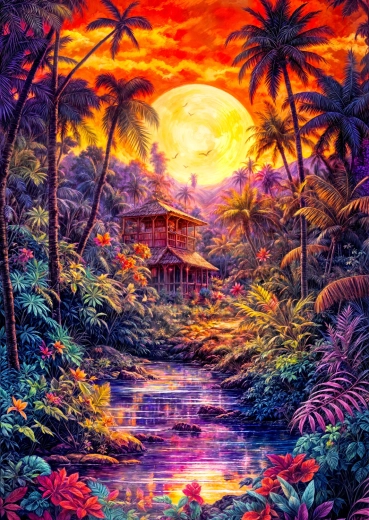 Enjoy puzzel Schemering in de jungle 1000 stukjes