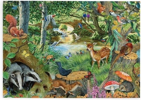 HOP Puzzel bosdieren bij de rivier 500 grote stukjes