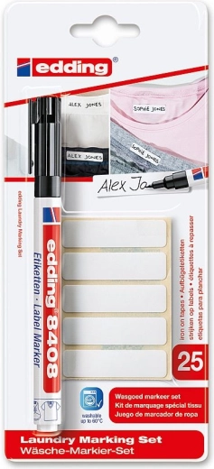 Textielmarker Edding 8408 met opstrijketiketten, zwart